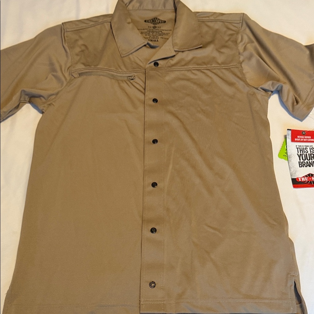 Men's Tru-Spec Short Sleeve Button Polo Shirt in Tan